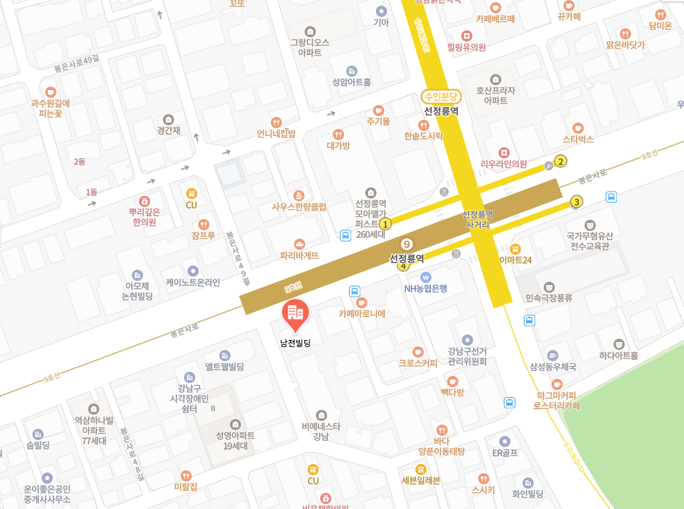 오시는 길 지도 - 선정릉역 남전빌딩